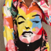  Casual Turndown Collar Irregular Design Portrait Printed Polyester Mini Dress