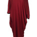  Casual V Neck Hollow-out Wine Red Polyester Mid Calf Dress