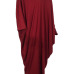  Casual V Neck Hollow-out Wine Red Polyester Mid Calf Dress