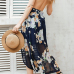  Chiffon Bohemian V Neck Spaghetti Strap Sleeveless Beach Ankle Length Dresses