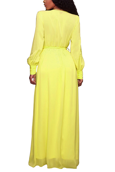  Chiffon Fashion V Neck Long Sleeve A Line Floor length Dresses