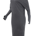  Euramerican Dew Shoulder Grey Cotton Blend Sheath Mid Calf Dress