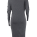  Euramerican Dew Shoulder Grey Cotton Blend Sheath Mid Calf Dress