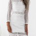  Lace Casual O neck Cap Sleeve Long Sleeve Sheath Mini Dresses