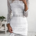  Lace Casual O neck Cap Sleeve Long Sleeve Sheath Mini Dresses