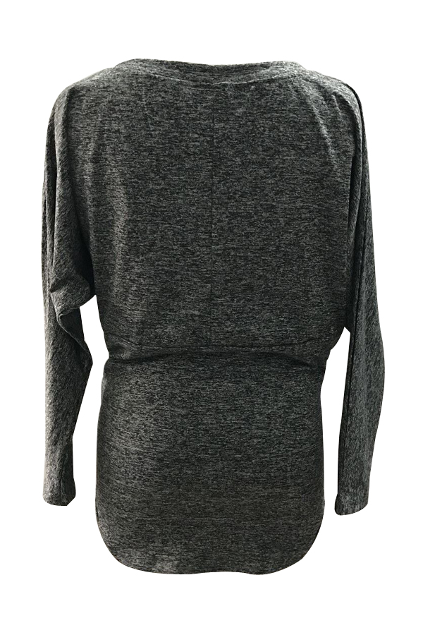  Leisure Dew Shoulder Dark Grey Polyester Dress