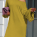  Leisure Dew Shoulder Yellow Cotton Blend Knee Length Dress