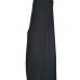  Leisure Round Neck Black Polyester Mid Calf Dress