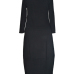  Leisure Round Neck Black Polyester Mid Calf Dress