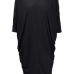  Leisure Round Neck Hollow-out Black Polyester Knee Length Dress