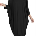  Leisure Round Neck Hollow-out Black Polyester Knee Length Dress