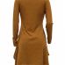  Leisure Round Neck Irregular Hem Brown Polyester Knee Length Dress