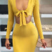  Milk Fiber Sexy V Neck Long Sleeve Sheath Mini Dresses