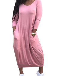  Polyester Casual O neck Cap Sleeve Long Sleeve Lantern skirt Mid Calf Dresses