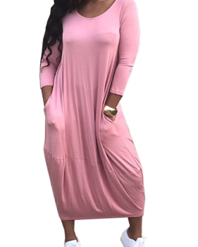  Polyester Casual O neck Cap Sleeve Long Sleeve Lantern skirt Mid Calf Dresses