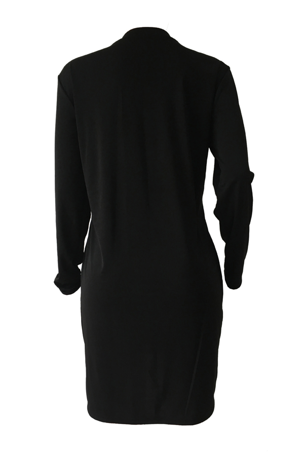  Polyester Casual O neck Cap Sleeve Long Sleeve Straight Mini Dresses