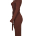  Polyester Sexy O neck Cap Sleeve Long Sleeve Sheath Mid Calf Dresses