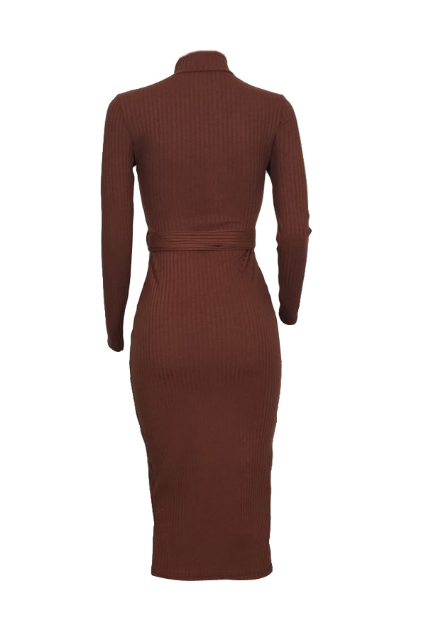  Polyester Sexy O neck Cap Sleeve Long Sleeve Sheath Mid Calf Dresses