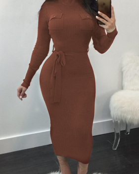  Polyester Sexy O neck Cap Sleeve Long Sleeve Sheath Mid Calf Dresses