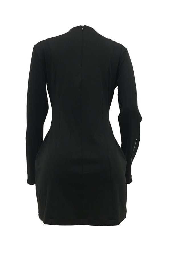  Polyester Sexy O neck Cap Sleeve Long Sleeve Sheath Mini Dresses