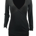  Polyester Sexy V Neck Cap Sleeve Long Sleeve Sheath Mini Dresses