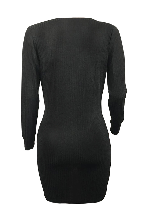  Polyester Sexy V Neck Cap Sleeve Long Sleeve Sheath Mini Dresses