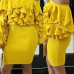  Sexy Bateau Neck Layered Ruffles Yellow Milk Fiber Mini Dress