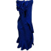  Sexy Bateau Neck Ruffle Design Blue Polyester Knee Length Dress