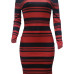  Sexy Bateau Neck Striped Patchwork Polyester Knee Length Dress