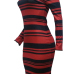  Sexy Bateau Neck Striped Patchwork Polyester Knee Length Dress