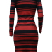  Sexy Bateau Neck Striped Patchwork Polyester Knee Length Dress