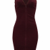  Sexy Bateau Neck Zipper Design Wine Red Cotton Blend Mini Dress