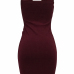  Sexy Bateau Neck Zipper Design Wine Red Cotton Blend Mini Dress