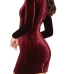  Sexy Deep V Neck Hollow-out Wine Red Velvet Sheath Mini Dress