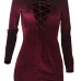  Sexy Deep V Neck Hollow-out Wine Red Velvet Sheath Mini Dress