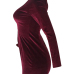  Sexy Deep V Neck Hollow-out Wine Red Velvet Sheath Mini Dress