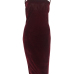  Sexy Hollow-out Wine Red Velvet Sheath Mid Calf Dress