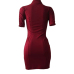  Sexy Mandarin Collar Hollow-out Wine Red Polyester Mini Dress