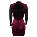  Sexy Round Neck Backless See-Through Wine Red Polyester Sheath Mini Dress