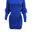  Sexy Round Neck Falbala Design Royalblue Polyester Mini Bodycon Dress