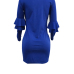  Sexy Round Neck Falbala Design Royalblue Polyester Mini Bodycon Dress