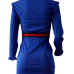  Sexy Round Neck Fold Design Blue Polyester Zipped Dress