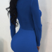  Sexy Round Neck See-Through Blue Polyester Sheath Knee Length Dress