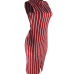  Sexy Round Neck Striped Wine Red Polyester Knee Length Dress