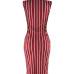  Sexy Round Neck Striped Wine Red Polyester Knee Length Dress