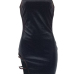  Sexy Sleeveless Hollow-out Black PU Mini Slip Dress