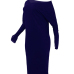  Sexy Sloping Shoulder Gloves Design Royalblue Cotton Blend Mid Calf Dress