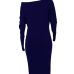  Sexy Sloping Shoulder Gloves Design Royalblue Cotton Blend Mid Calf Dress