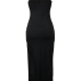  Sexy Spaghetti Strap Sleeveless Hot Drilling Decorative Black Polyester Ankle Length Dress