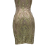  Sexy Strapless See-Through Sequins Decoration Gold Polyester Knee Length Dress(Without Subcoating)